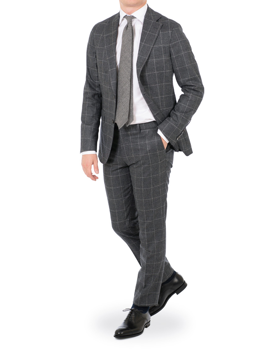 Homme | Costumes | Oscar Jacobson | Egel Super 120 Wool Vitale Barberis Check Suit Grey