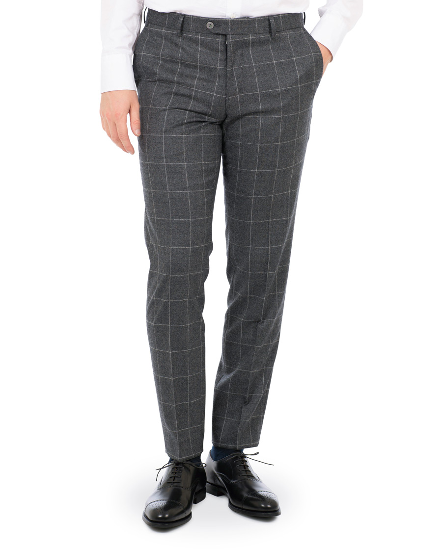 Homme | Costumes | Oscar Jacobson | Egel Super 120 Wool Vitale Barberis Check Suit Grey