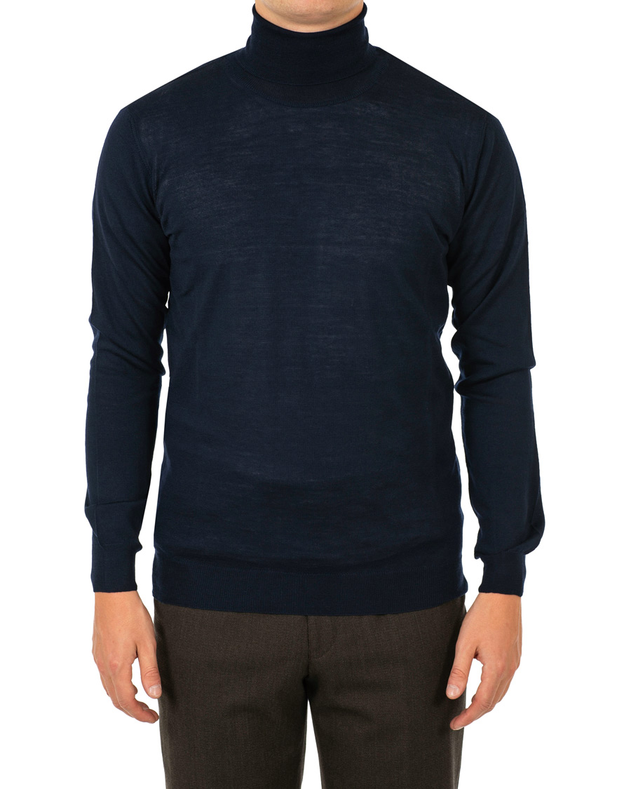 Homme | Pulls Et Tricots | Oscar Jacobson | Cole Extra Fine Merino Rollneck Navy