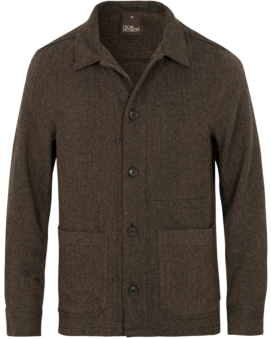 Homme | Manteaux Et Vestes | Oscar Jacobson | Hannes Herringbone Shirt Jacket Brown