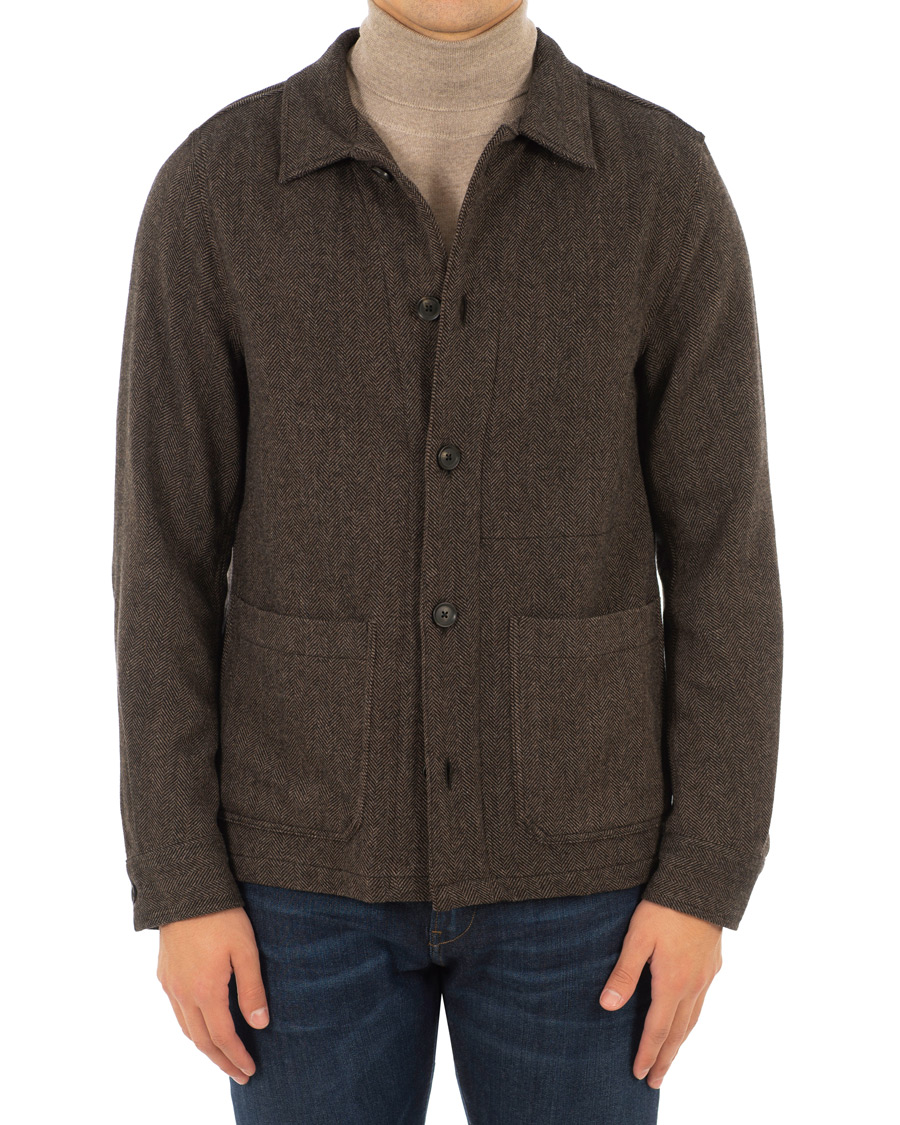 Homme | Manteaux Et Vestes | Oscar Jacobson | Hannes Herringbone Shirt Jacket Brown