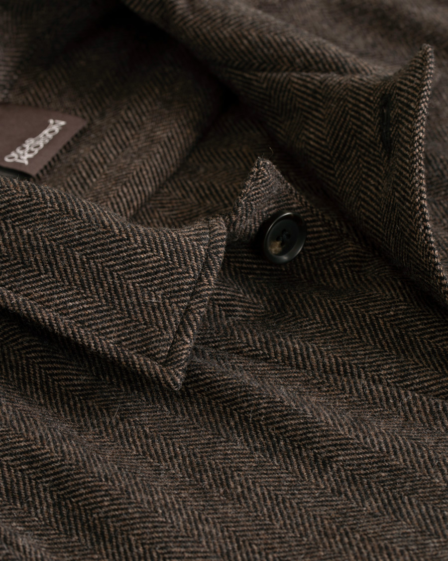 Homme | Manteaux Et Vestes | Oscar Jacobson | Hannes Herringbone Shirt Jacket Brown