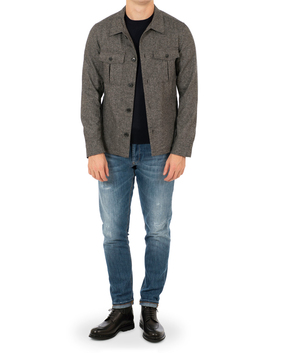 Homme | Manteaux Et Vestes | Oscar Jacobson | Helge Shirt Jacket Salt & Pepper
