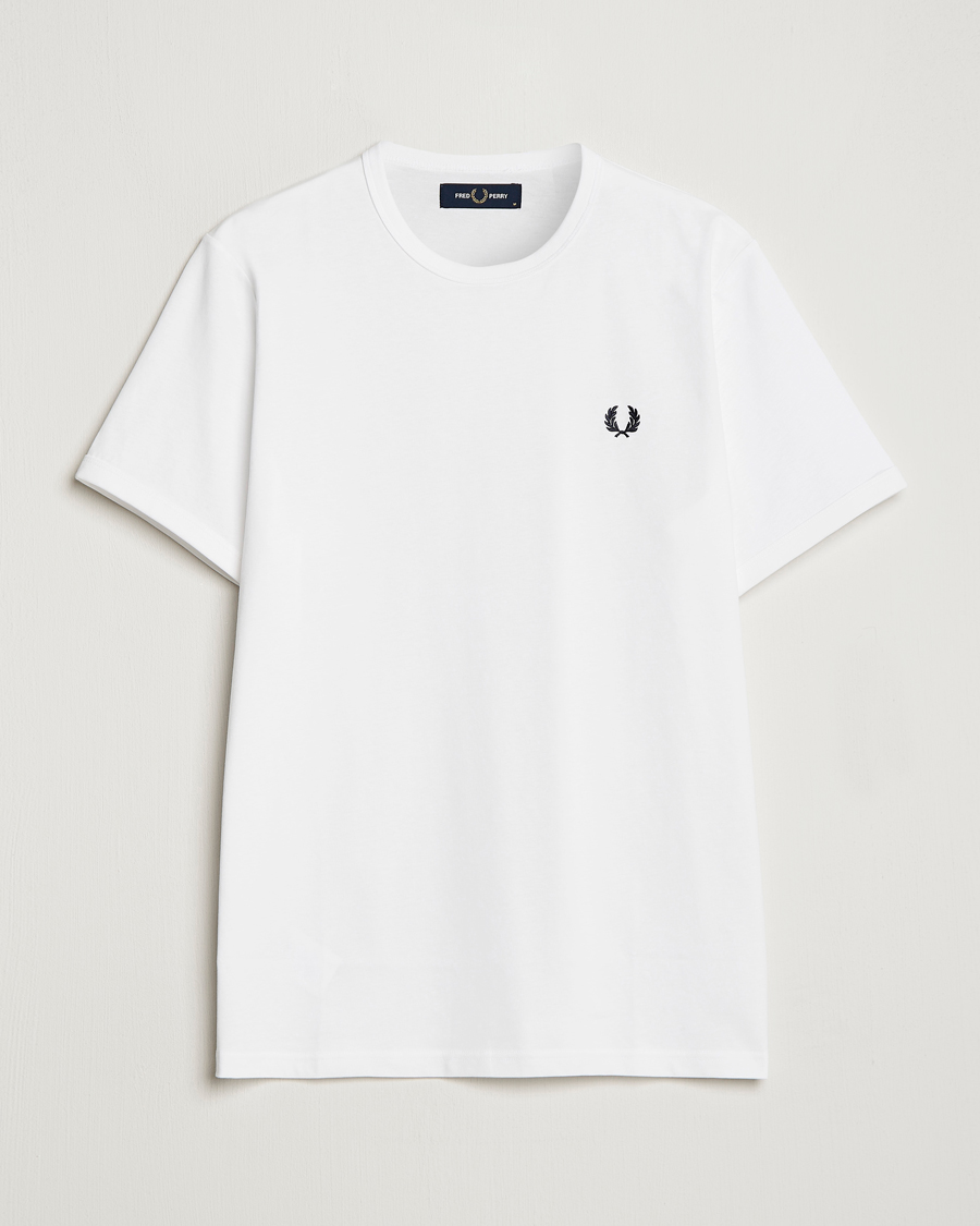 Homme | T-shirts | Fred Perry | Ringer Crew Neck Tee White