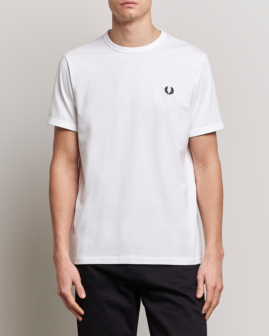 Homme | T-Shirts Blancs | Fred Perry | Ringer Crew Neck Tee White