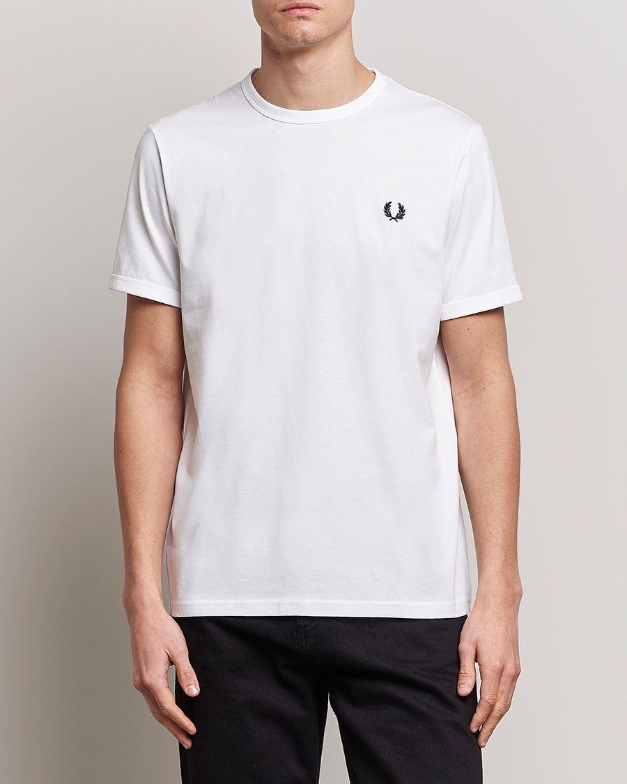 Homme | T-shirts | Fred Perry | Ringer Crew Neck Tee White