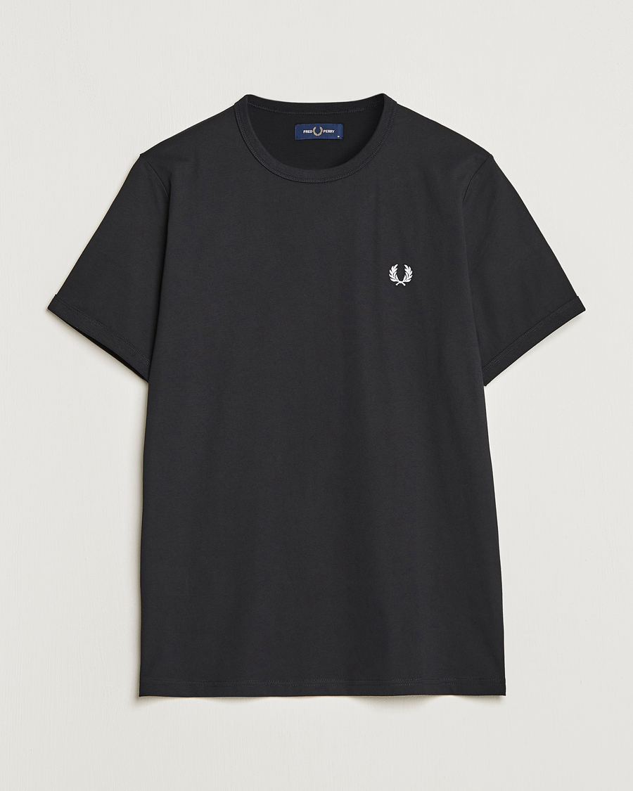 Homme | T-shirts | Fred Perry | Ringer Crew Neck Tee Black