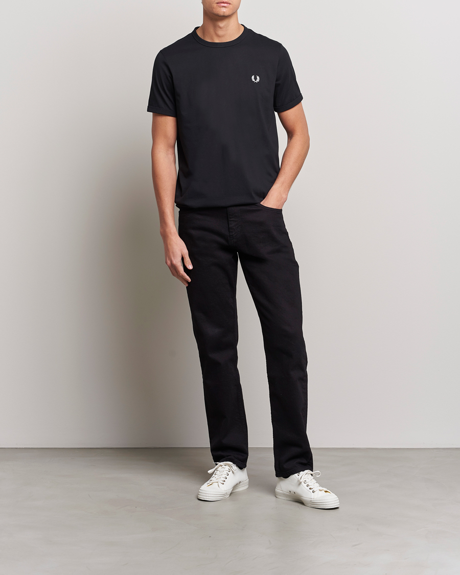 Homme | T-shirts | Fred Perry | Ringer Crew Neck Tee Black