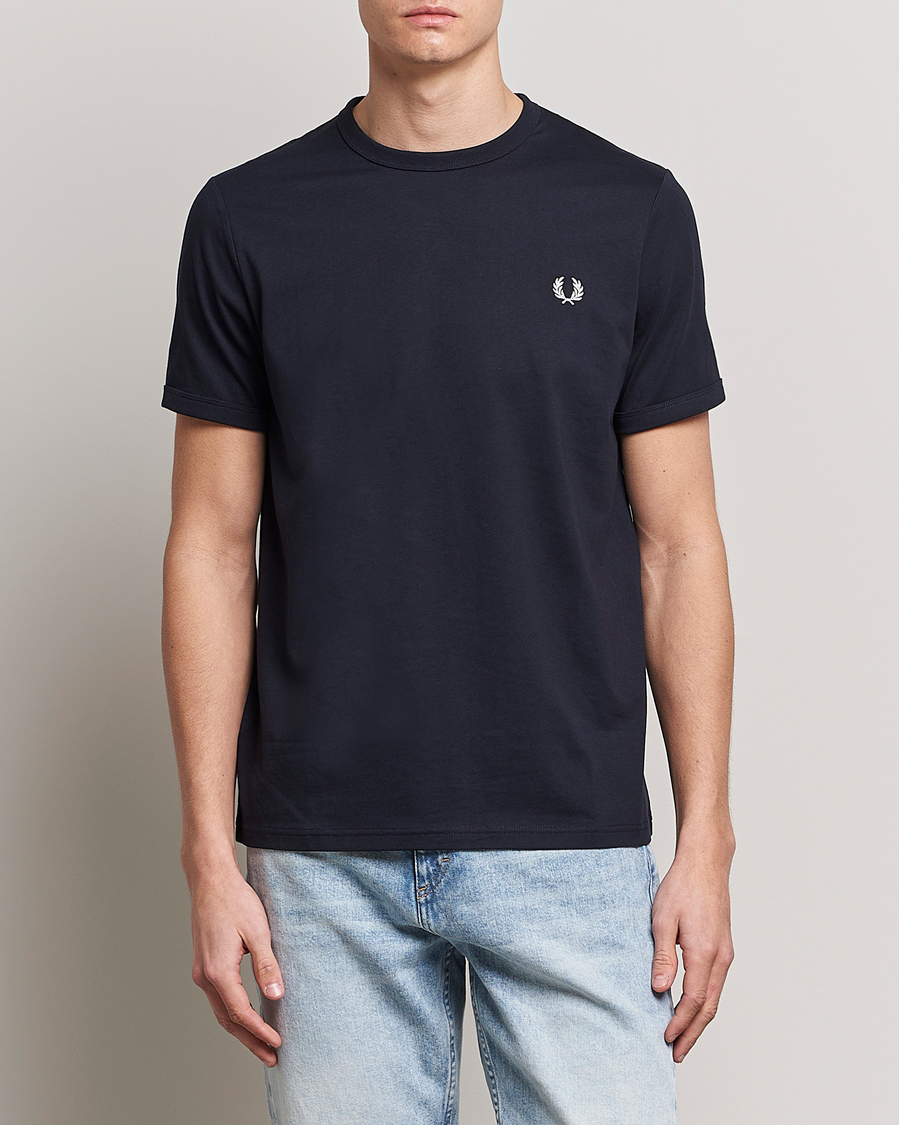 Homme |  | Fred Perry | Ringer Crew Neck Tee Navy