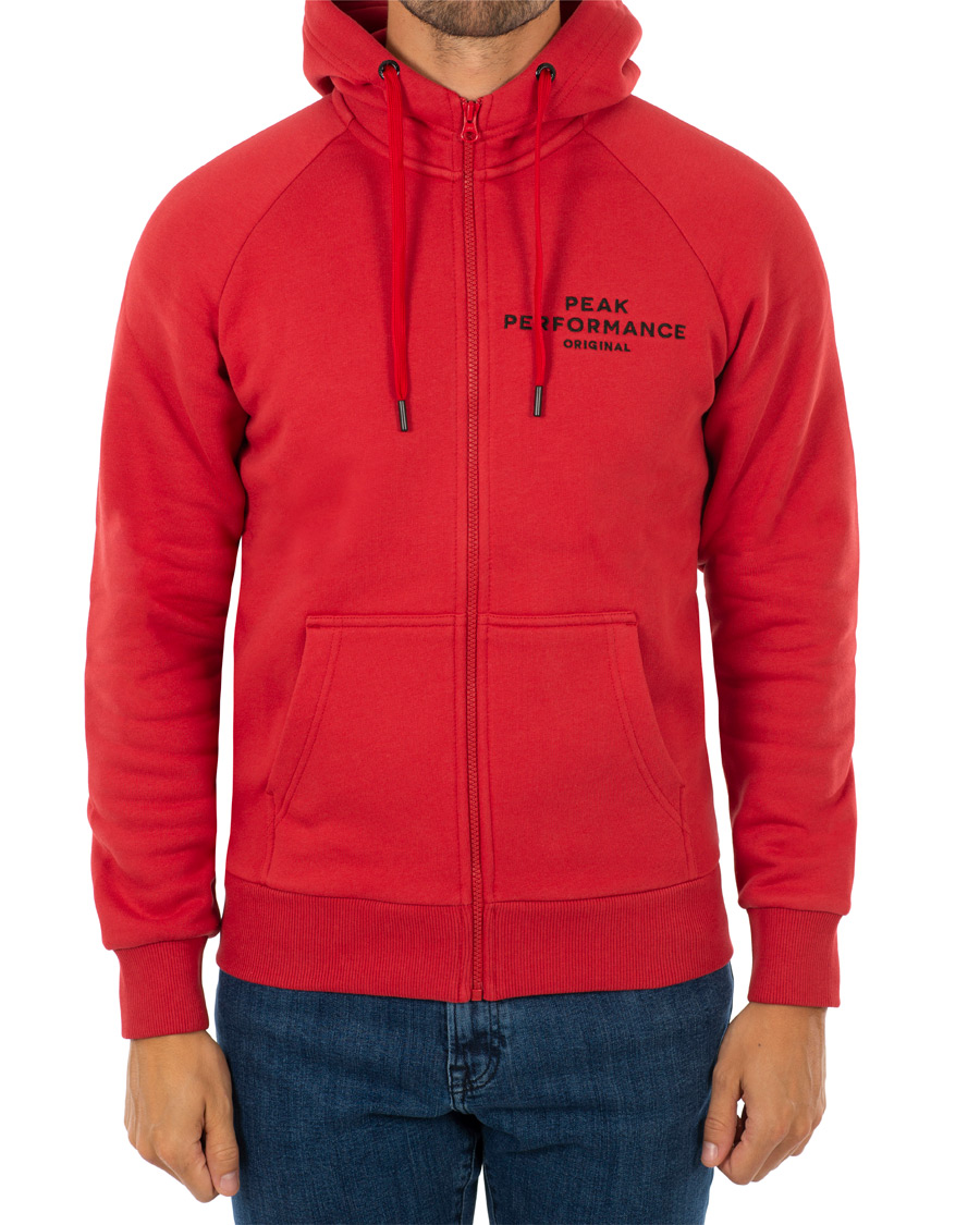 Homme | Pulls Et Tricots | Peak Performance | Logo Zip Hoodie Red