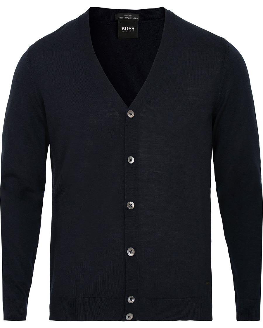 Homme | Pulls Et Tricots | BOSS BLACK | BOSS Mardon Extra Fine Merino Cardigan Dark Navy