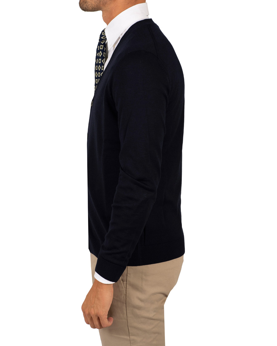 Homme | Pulls Et Tricots | BOSS BLACK | BOSS Mardon Extra Fine Merino Cardigan Dark Navy