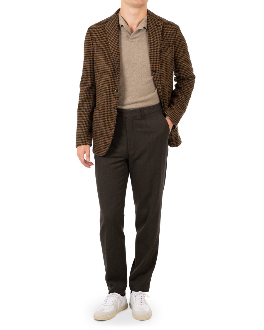 Homme | Blazers | The Gigi | Art Garment Dyed Houndstooth Shetland Blazer Dark Brown
