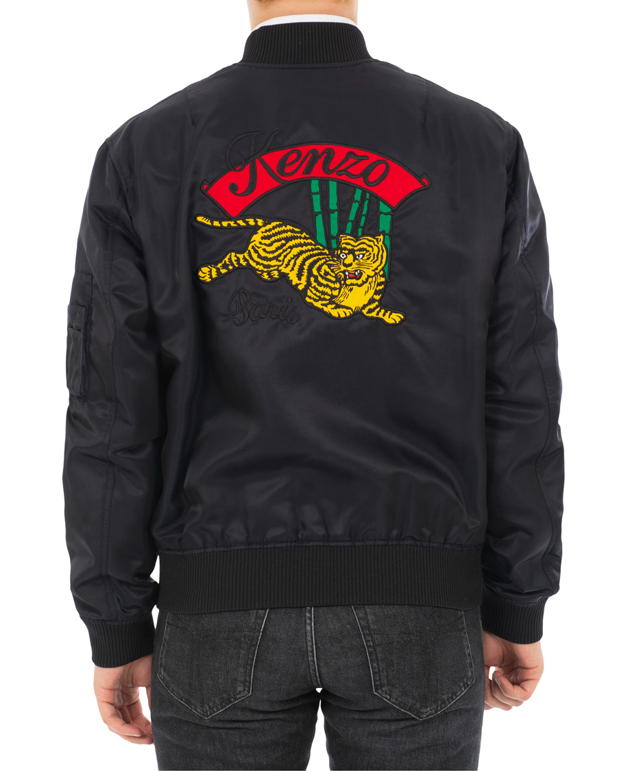 Homme | Manteaux Et Vestes | KENZO | Nylon Jumping Tiger Bomber Nylon Blue