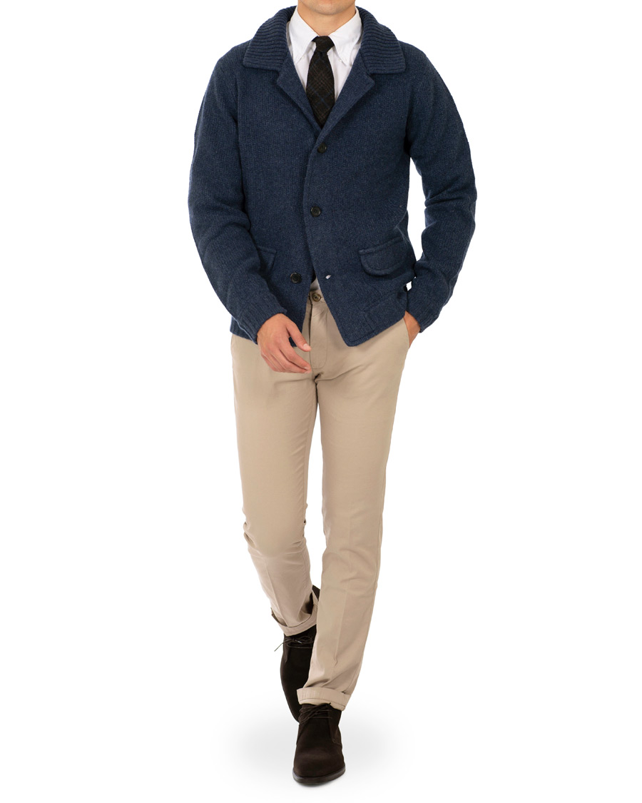 Homme | Pulls Et Tricots | Stenströms | Merino Wool Knitted Cardigan Navy
