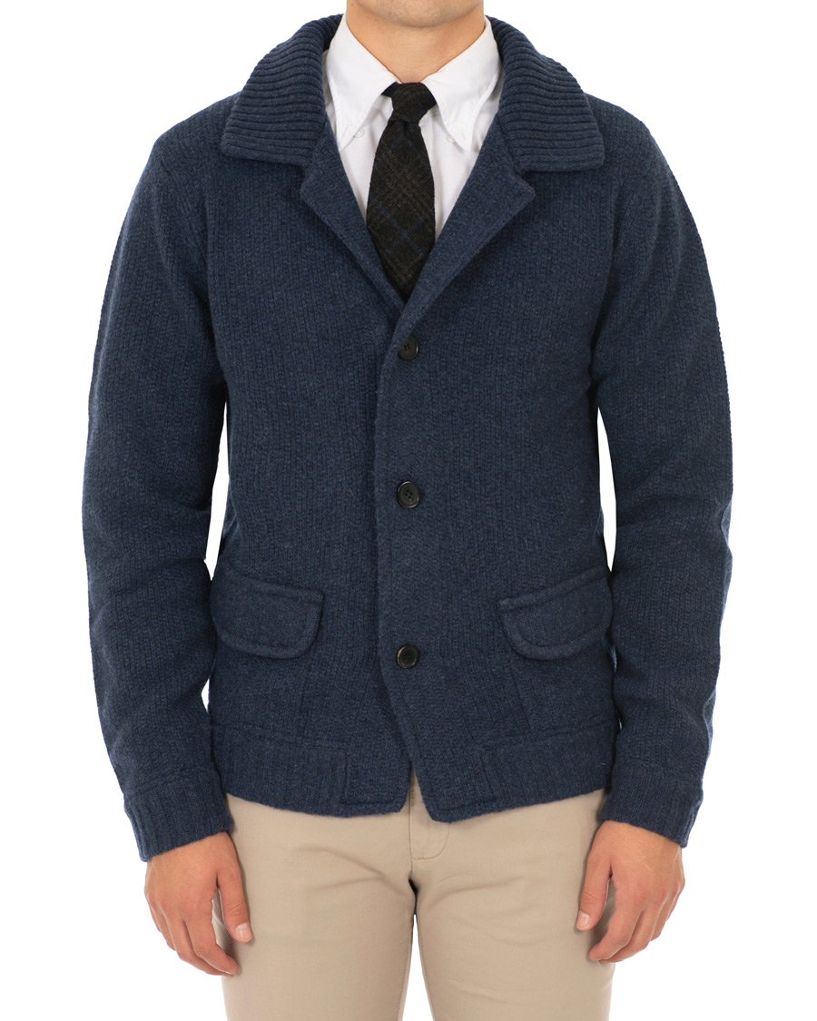 Homme | Pulls Et Tricots | Stenströms | Merino Wool Knitted Cardigan Navy