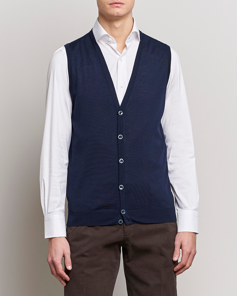 Homme | Pulls Et Tricots | Stenströms | Merino Slipover Navy