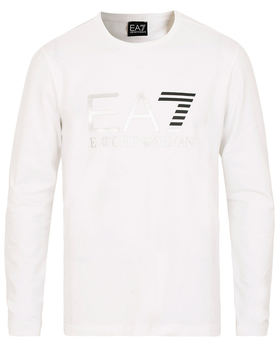 Homme | T-shirts | EA7 | Train Logo Crew Neck Long Sleeve Tee White