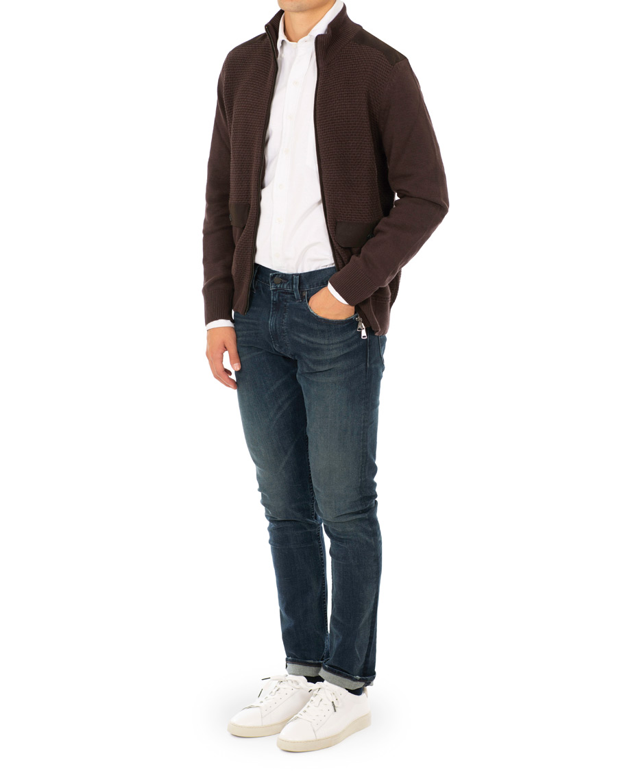 Homme | Pulls Et Tricots | Hackett | Flannel Textured Full Zip Brown