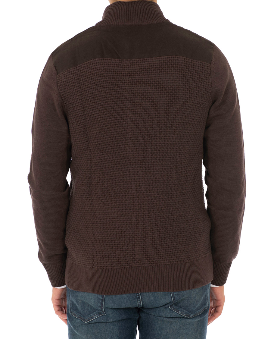 Homme | Pulls Et Tricots | Hackett | Flannel Textured Full Zip Brown