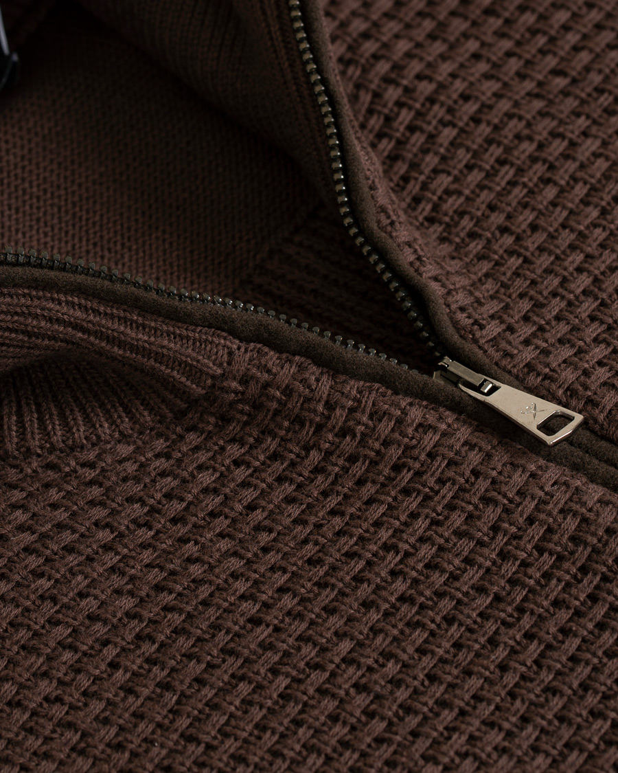 Homme | Pulls Et Tricots | Hackett | Flannel Textured Full Zip Brown