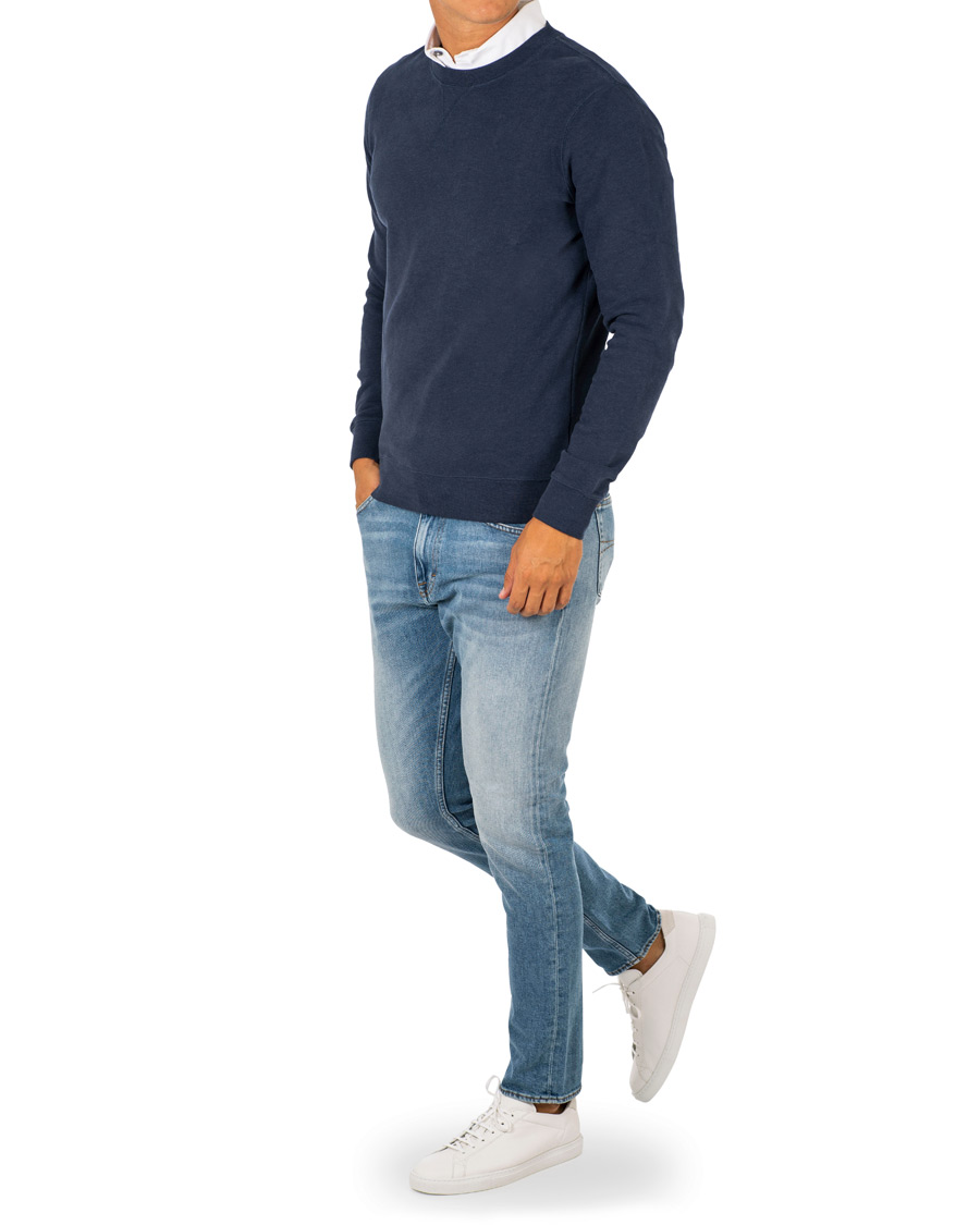 Homme | Pulls Et Tricots | Sunspel | Loopback Sweatshirt Navy Melange