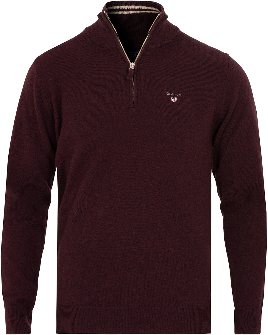 Homme | Pulls Et Tricots | Gant | Superfine Lambswool Half Zip Dark Burgundy Melange