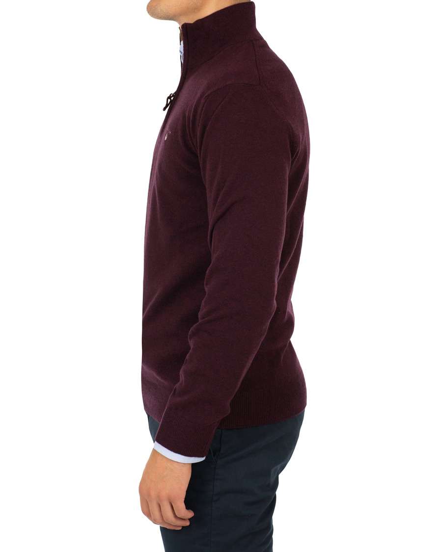 Homme | Pulls Et Tricots | Gant | Superfine Lambswool Half Zip Dark Burgundy Melange