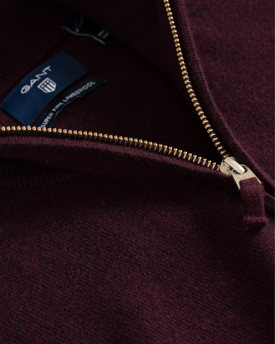 Homme | Pulls Et Tricots | GANT | Superfine Lambswool Half Zip Dark Burgundy Melange