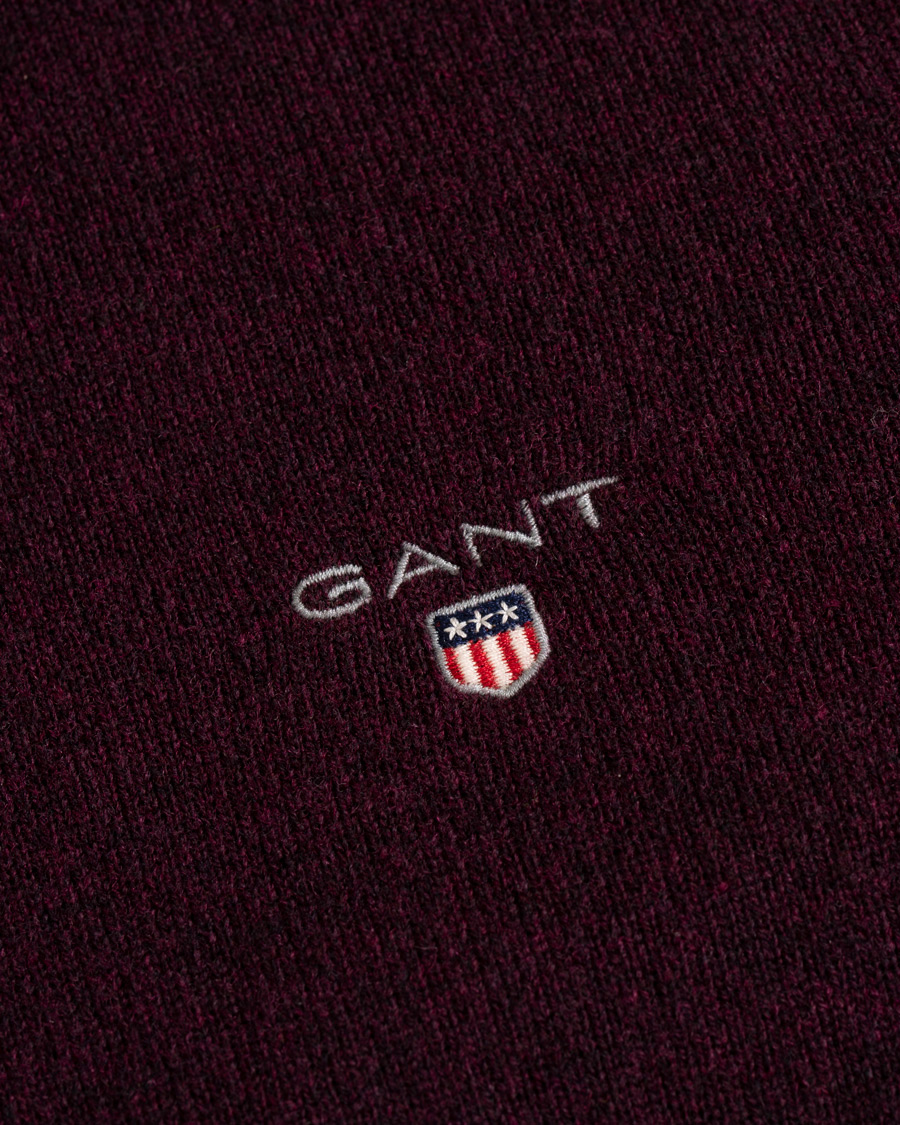 Homme | Pulls Et Tricots | Gant | Superfine Lambswool Half Zip Dark Burgundy Melange