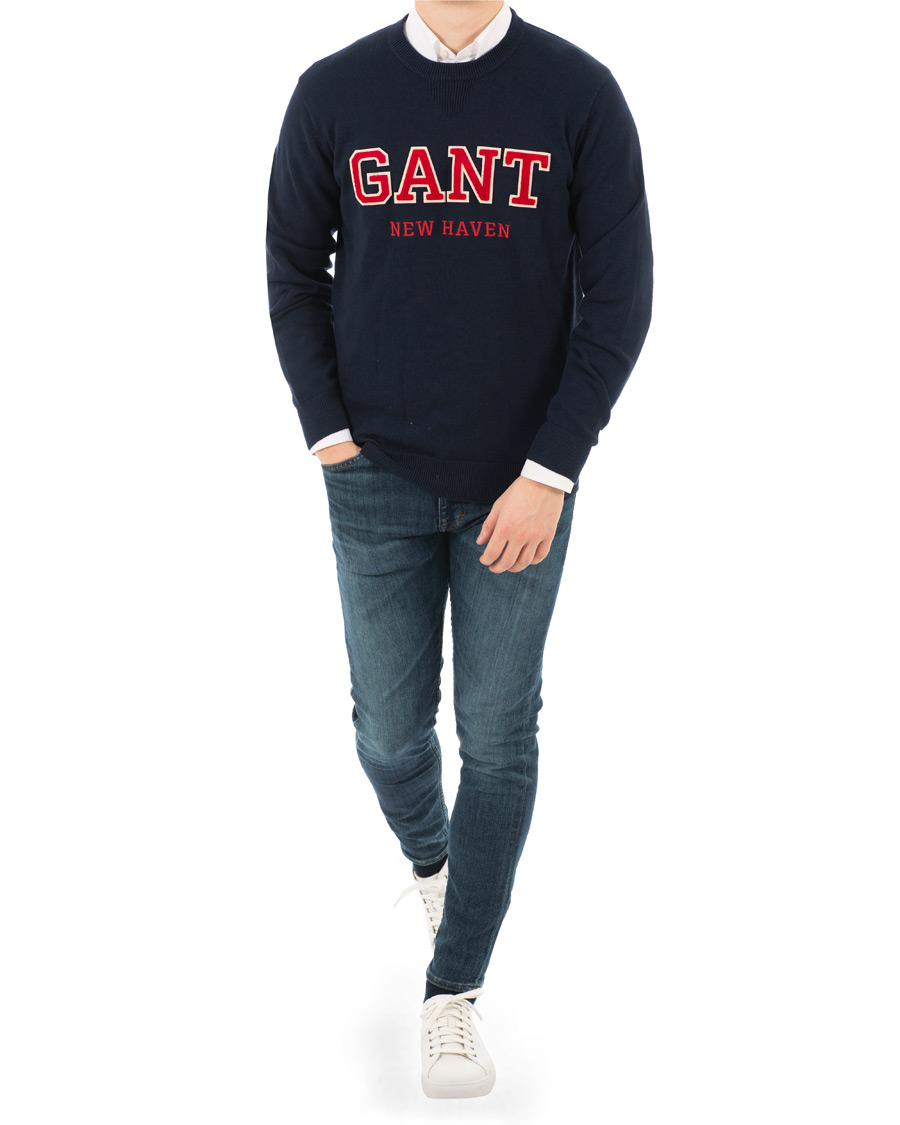 Homme | Pulls Et Tricots | GANT | Logo Crew Neck Marine