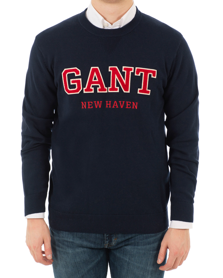 Homme | Pulls Et Tricots | GANT | Logo Crew Neck Marine