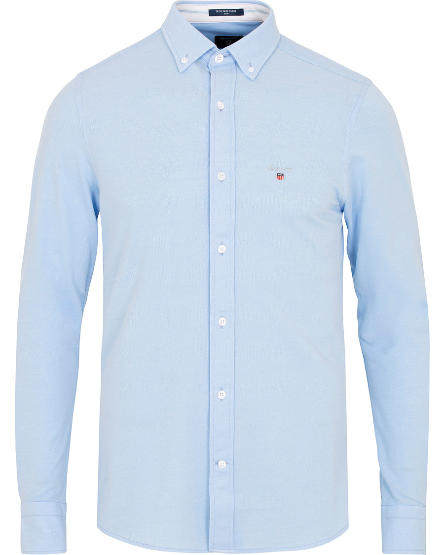 Homme | Chemises | GANT | Slim Fit Tech Prep Pique Shirt Capri Blue