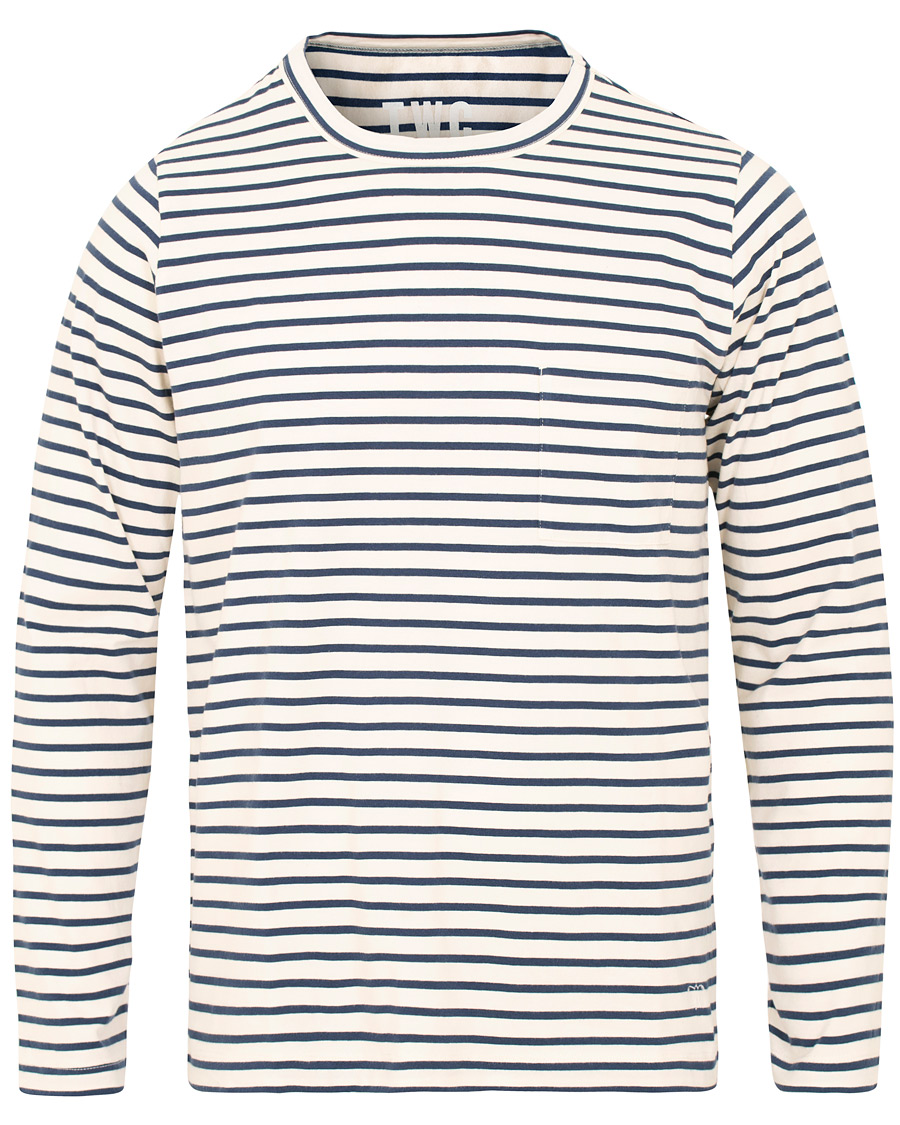 Homme | T-shirts | The Workers Club | Breton Stripe Sweater White/Navy