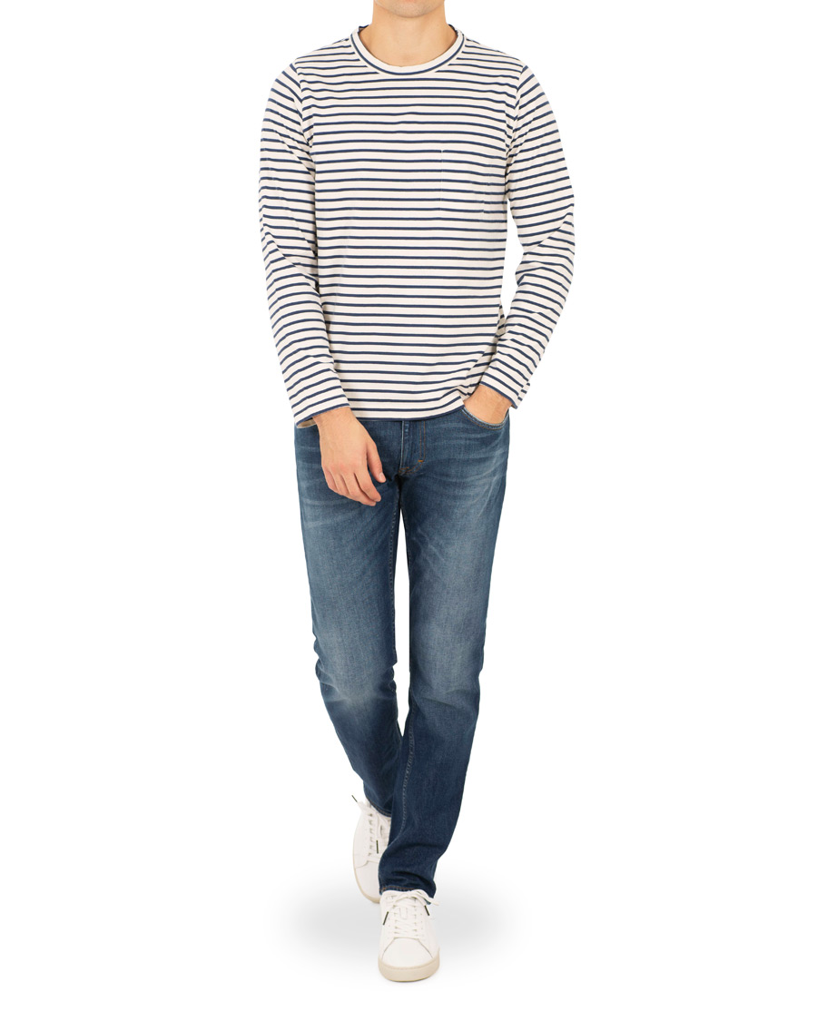 Homme | T-shirts | The Workers Club | Breton Stripe Sweater White/Navy