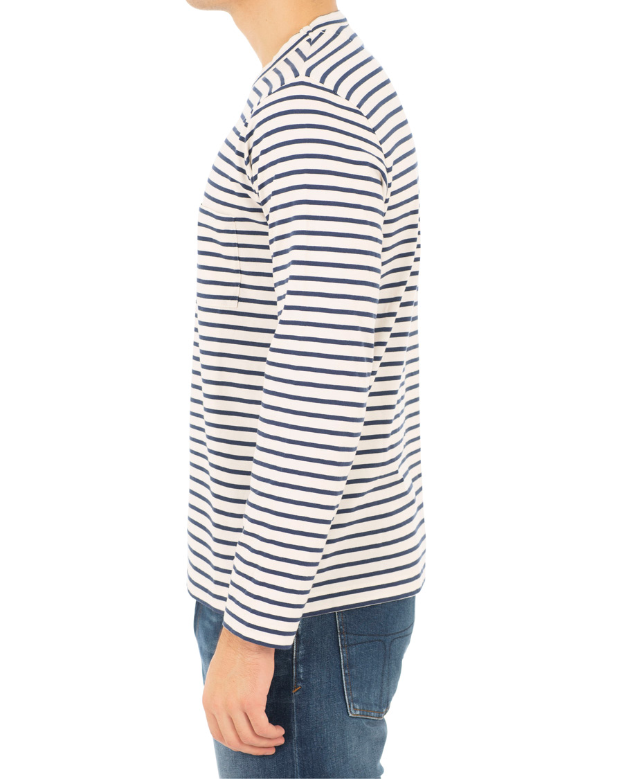 Homme | T-shirts | The Workers Club | Breton Stripe Sweater White/Navy
