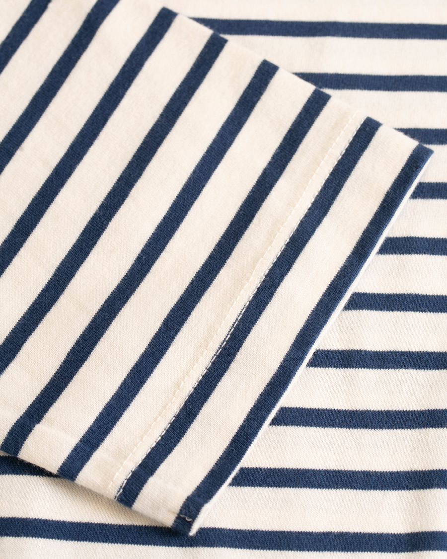 Homme | T-shirts | The Workers Club | Breton Stripe Sweater White/Navy