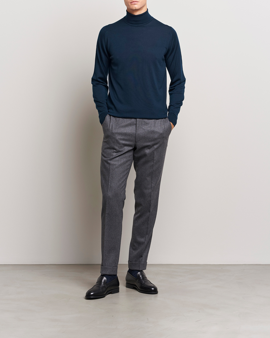 Homme | Pulls Et Tricots | John Smedley | Cherwell Extra Fine Merino Rollneck Orion Green