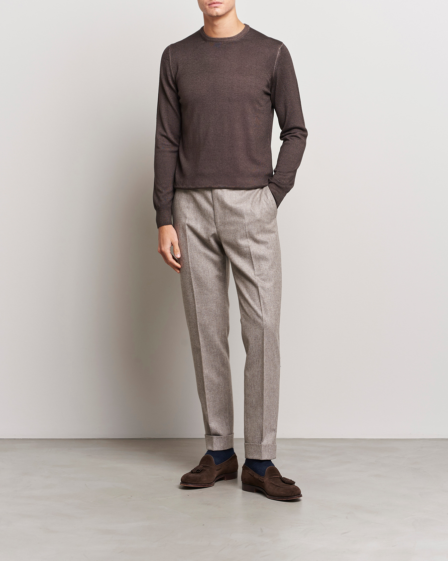 Homme | Pulls Et Tricots | Gran Sasso | Vintage Merino Fashion Fit Crew Neck Pullover Brown