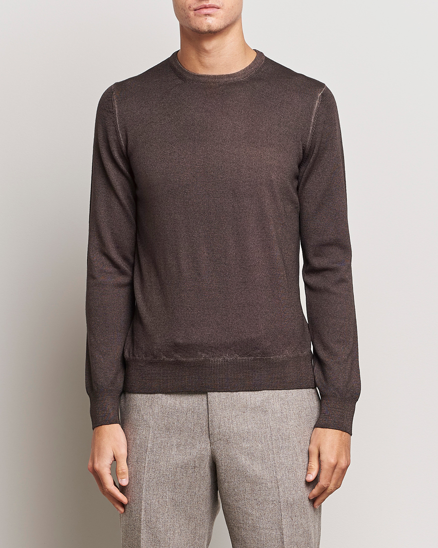 Homme | Pulls Et Tricots | Gran Sasso | Vintage Merino Fashion Fit Crew Neck Pullover Brown