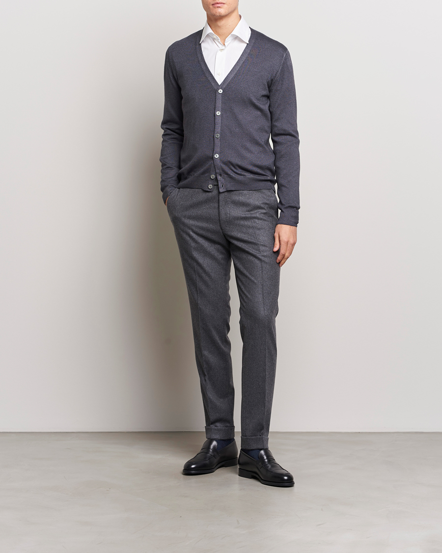 Homme | Pulls Et Tricots | Gran Sasso | Vintage Merino Fashion Fit Cardigan Charcoal