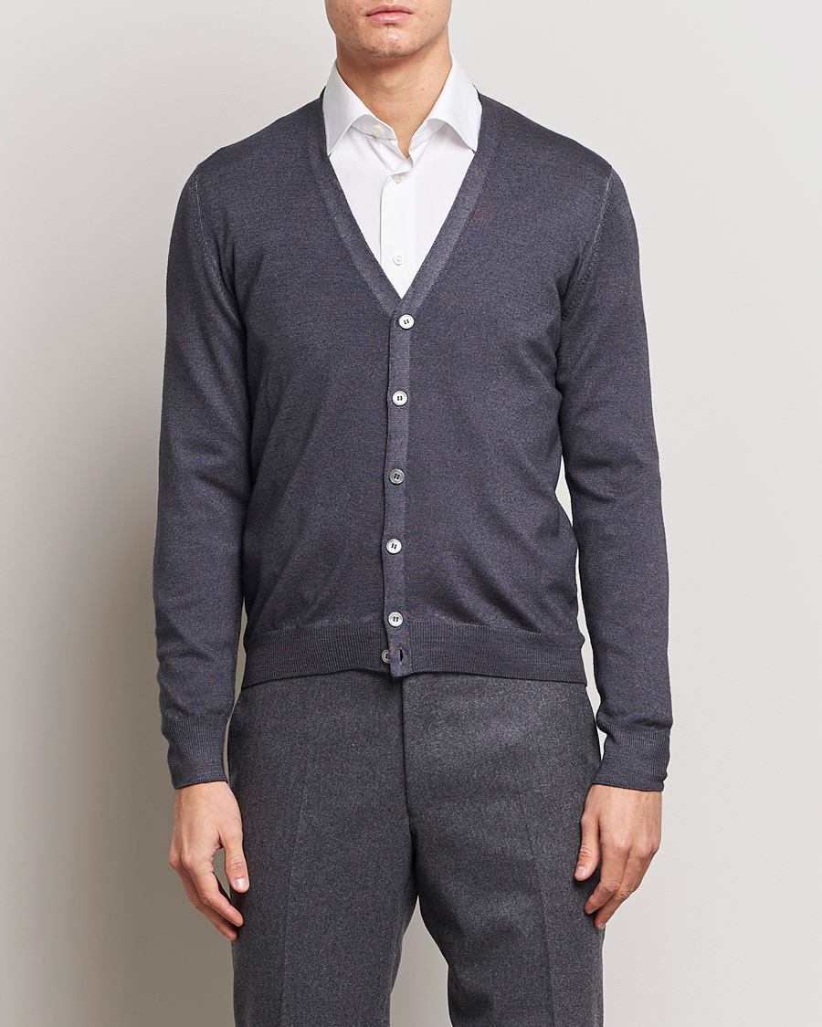 Homme | Pulls Et Tricots | Gran Sasso | Vintage Merino Fashion Fit Cardigan Charcoal