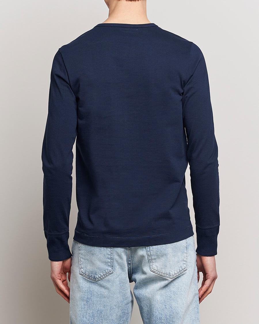 Homme | Pulls Et Tricots | Merz b. Schwanen | Classic Organic Cotton Henley Sweater Ink Blue