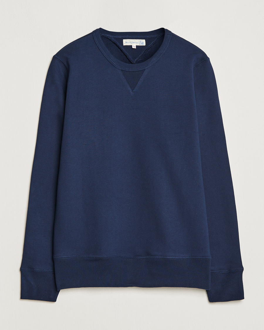 Homme | Pulls Et Tricots | Merz b. Schwanen | Organic Cotton Crew Neck Sweat Ink Blue