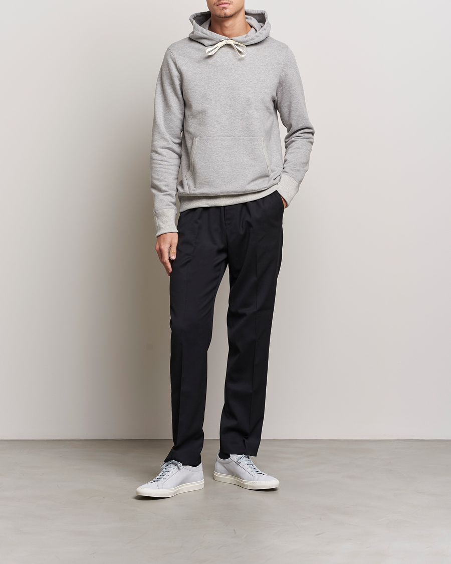 Homme | Pulls Et Tricots | Merz b. Schwanen | Cotton Loopwheeled Hoodie Grey Melange