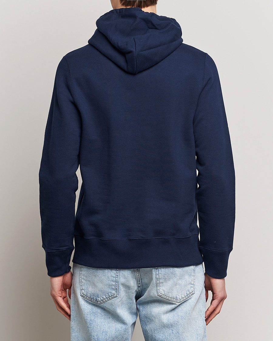 Homme | Pulls Et Tricots | Merz b. Schwanen | Cotton Loopwheeled Hoodie Ink Blue