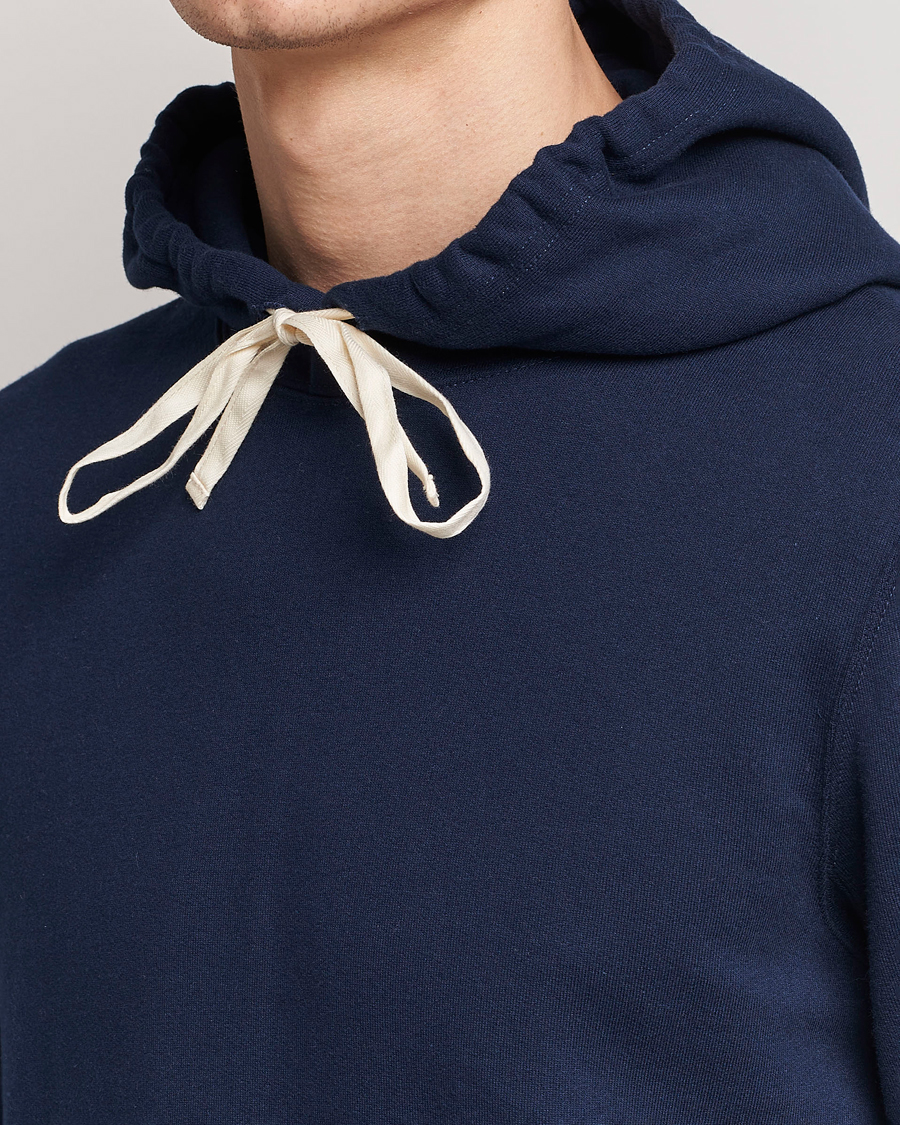 Homme | Pulls Et Tricots | Merz b. Schwanen | Cotton Loopwheeled Hoodie Ink Blue
