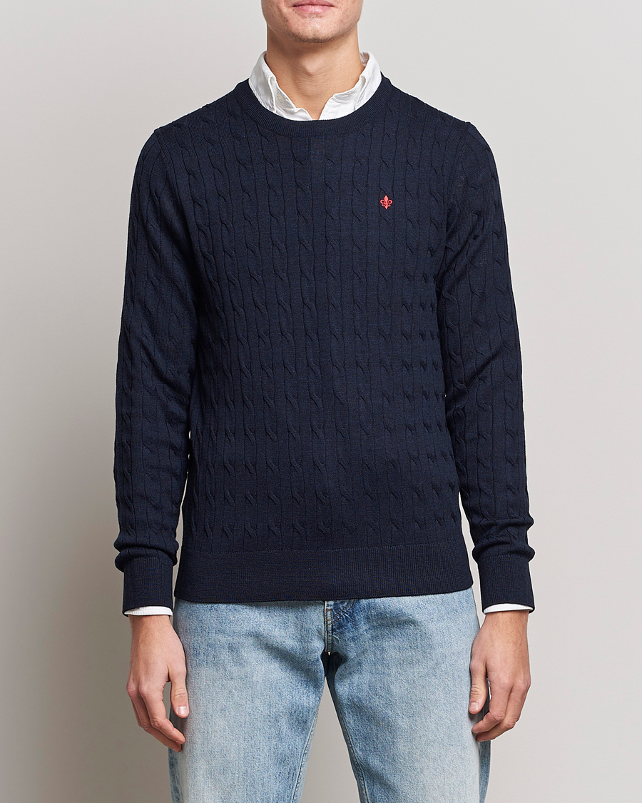 Homme | Pulls À Col Rond | Morris | Merino Cable O-Neck Navy