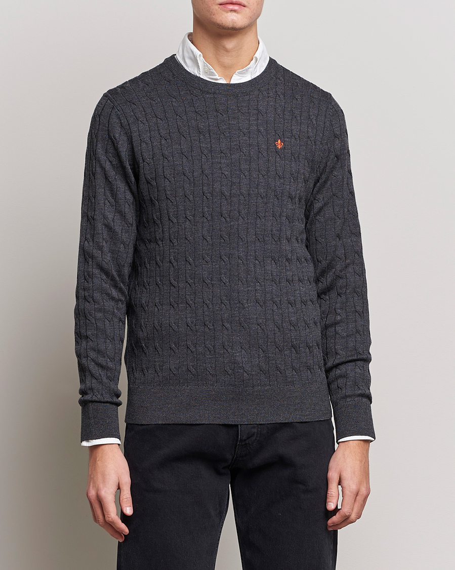 Homme | Pulls À Col Rond | Morris | Merino Cable O-Neck Grey