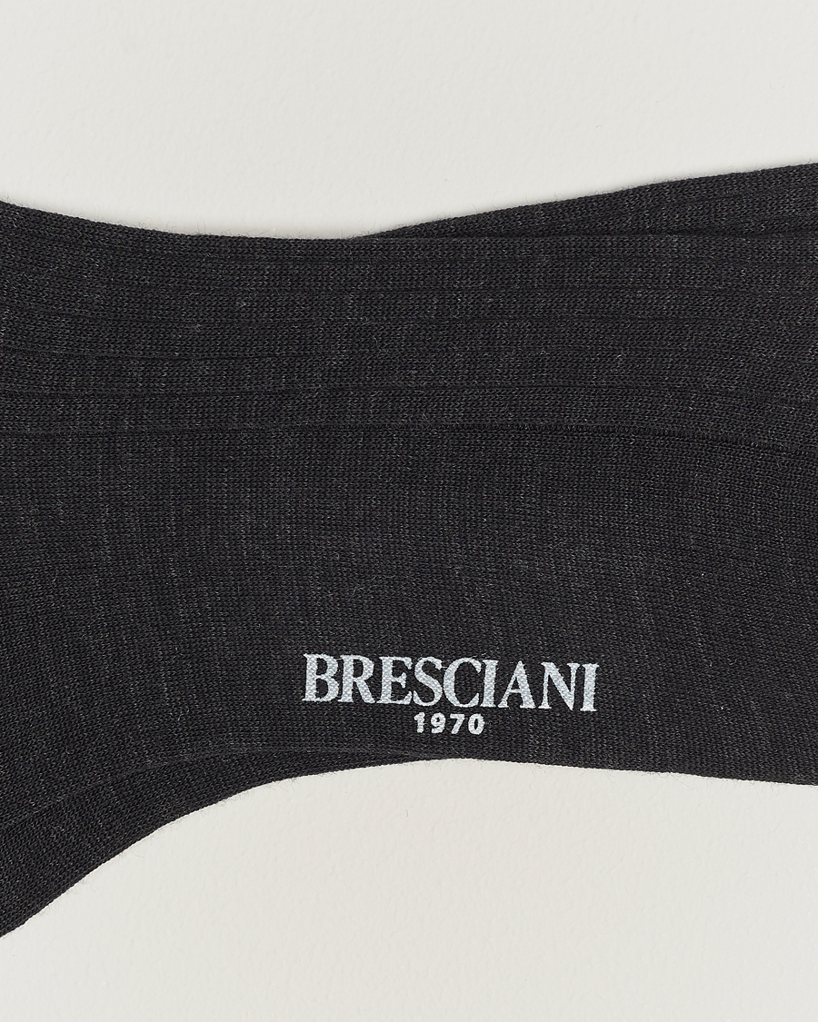 Homme | Chaussettes Quotidiennes | Bresciani | Wool/Nylon Ribbed Short Socks Anthracite